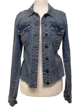 KUT From the Kloth Kara Denim Jean Jacket, Raw Hem Sz S | Classic Fall Staple
